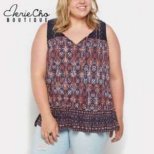 NEW Plus Size lace tribal long top